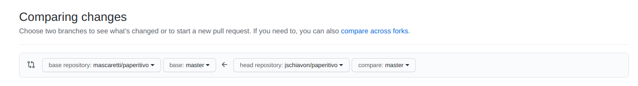 Creating a new pull request: select your fork